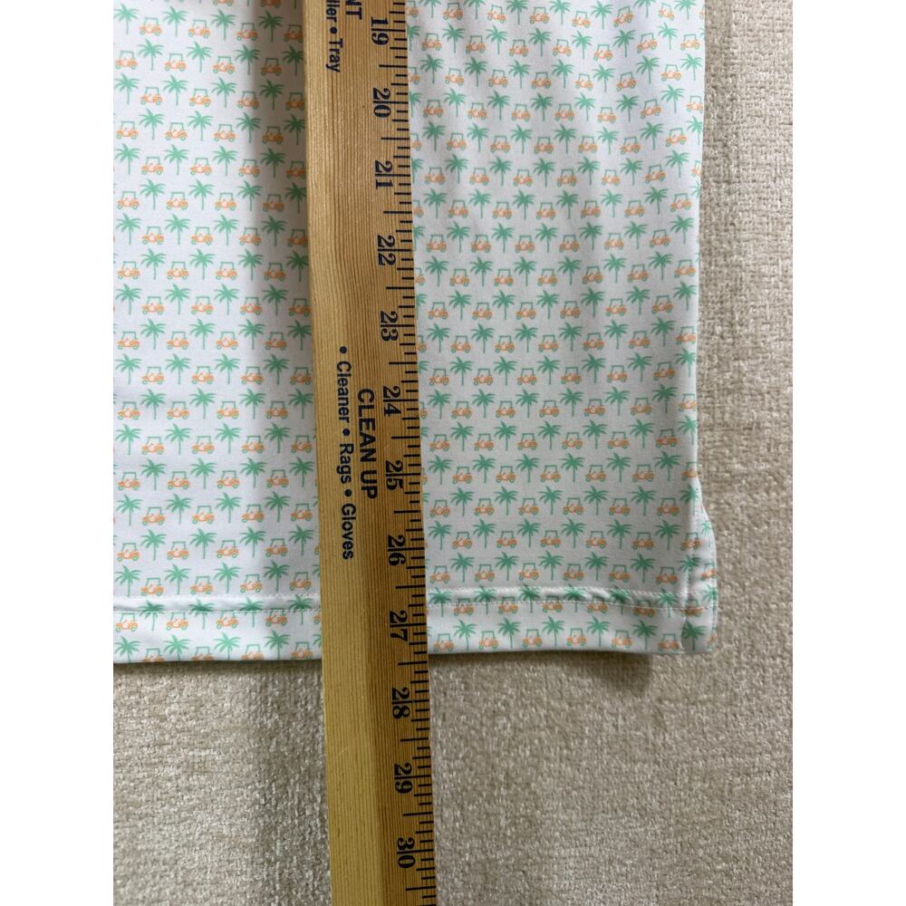 Rhoback Men M Golf Cart Palm Tree Print White Green Performance Athleisure Polo - Picture 6 of 6